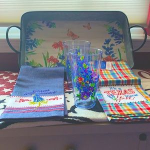 Texas Tray, KitchenTowels and Glasses